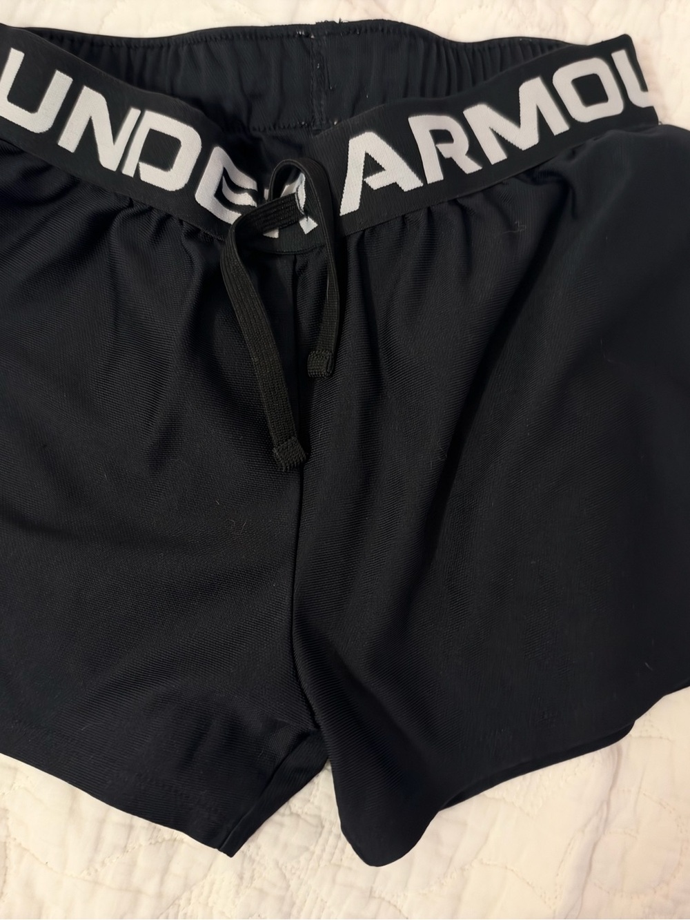 Under Armour Black Logo Waistband Kids Athletic Shorts
